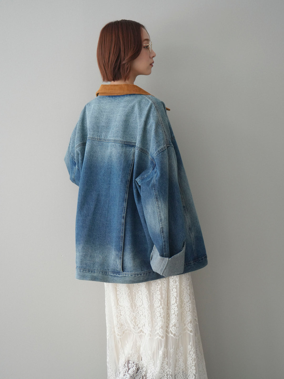 [予約]コーデュロイ×デニムミドルジャケット/blue