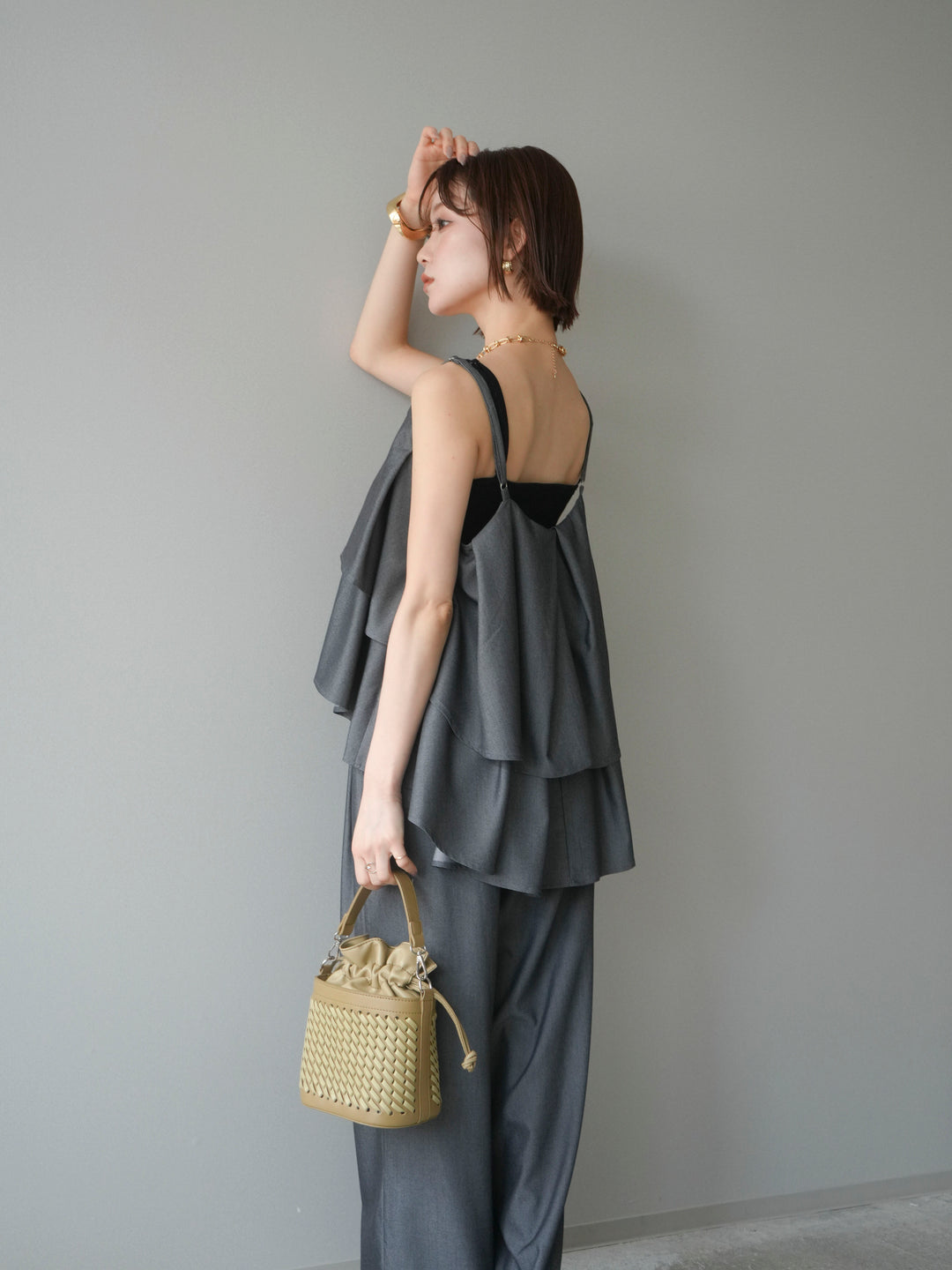 [予約]ティアードキャミソール/black