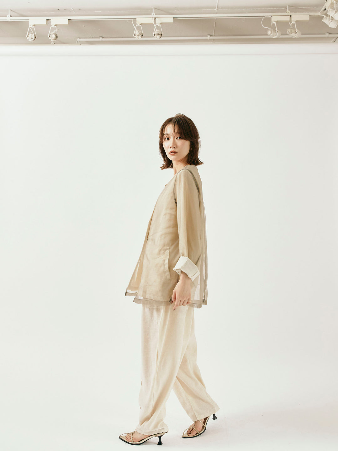 [予約]リネンライクベイカーバルーンパンツ/アイボリー