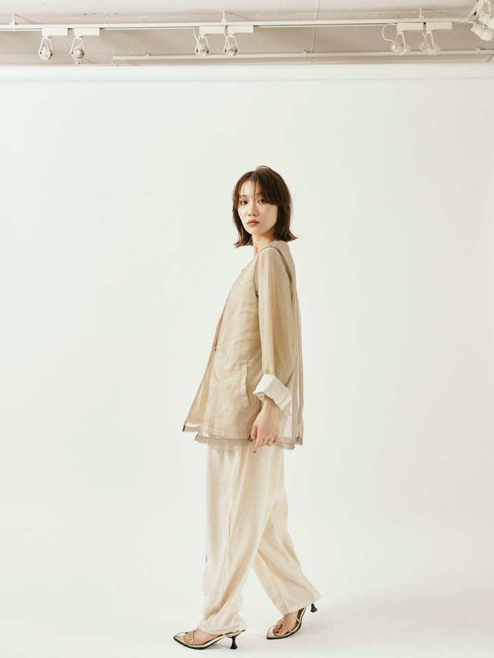[予約]リネンライクベイカーバルーンパンツ/アイボリー