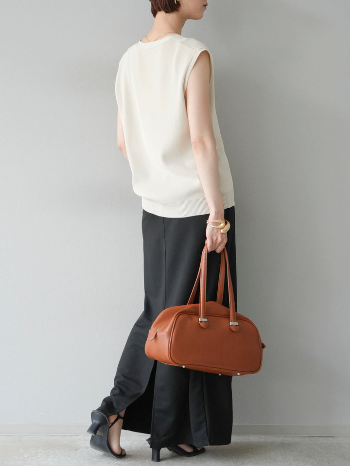 [SET]Vネックレーヨンニットベスト+スウェットロングスカート(2set)