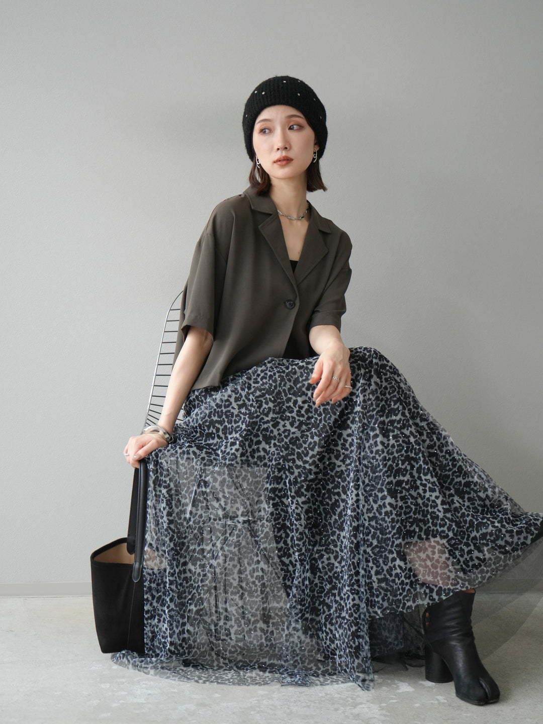 [予約]ハーフショートジャケット/チャコール