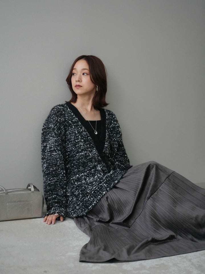 [予約]モールネップニットカーディガン/black