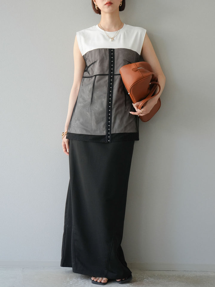 [予約]スウェットロングスカート/ブラック