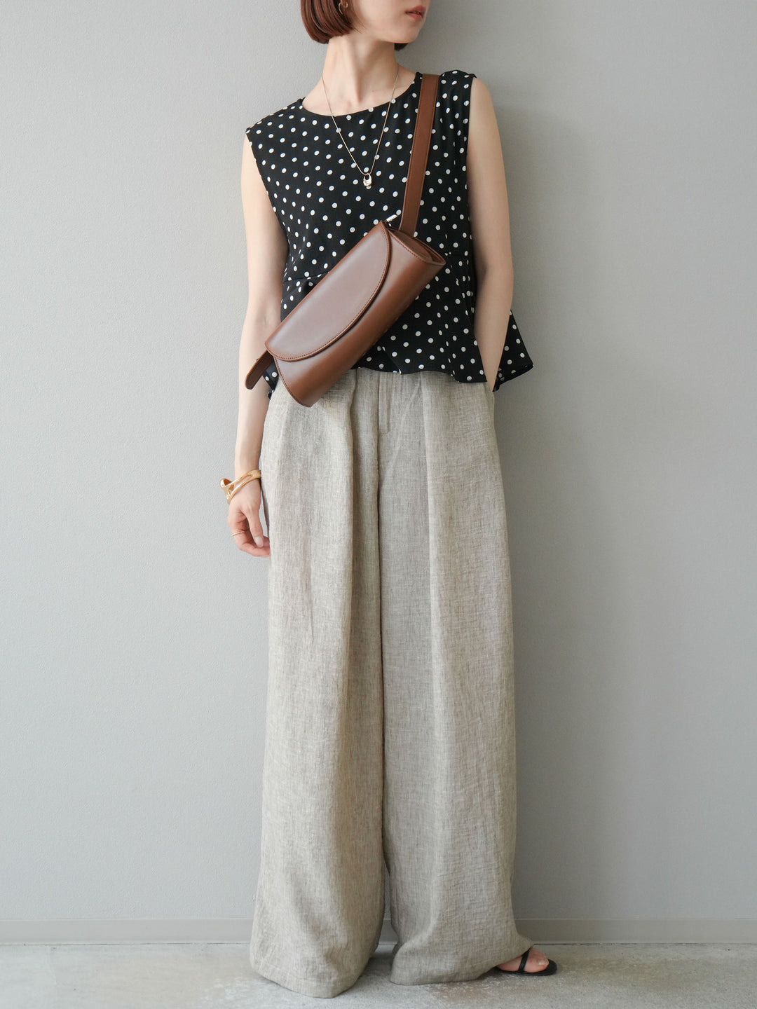 [予約]ドットぺプラムトップス/ブラック