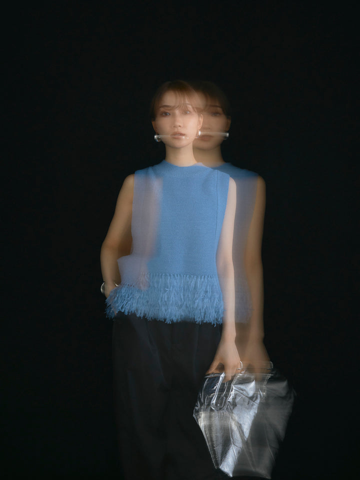 【Allure】[SET]フェザーヤーンニットベスト+フェザーヤーンニットベスト(2set)