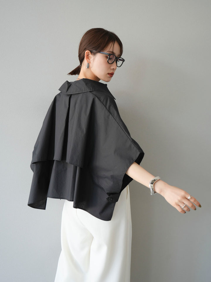 [SET]ポンチョショートシャツ+リネンライクイージーワイドパンツ(2set)