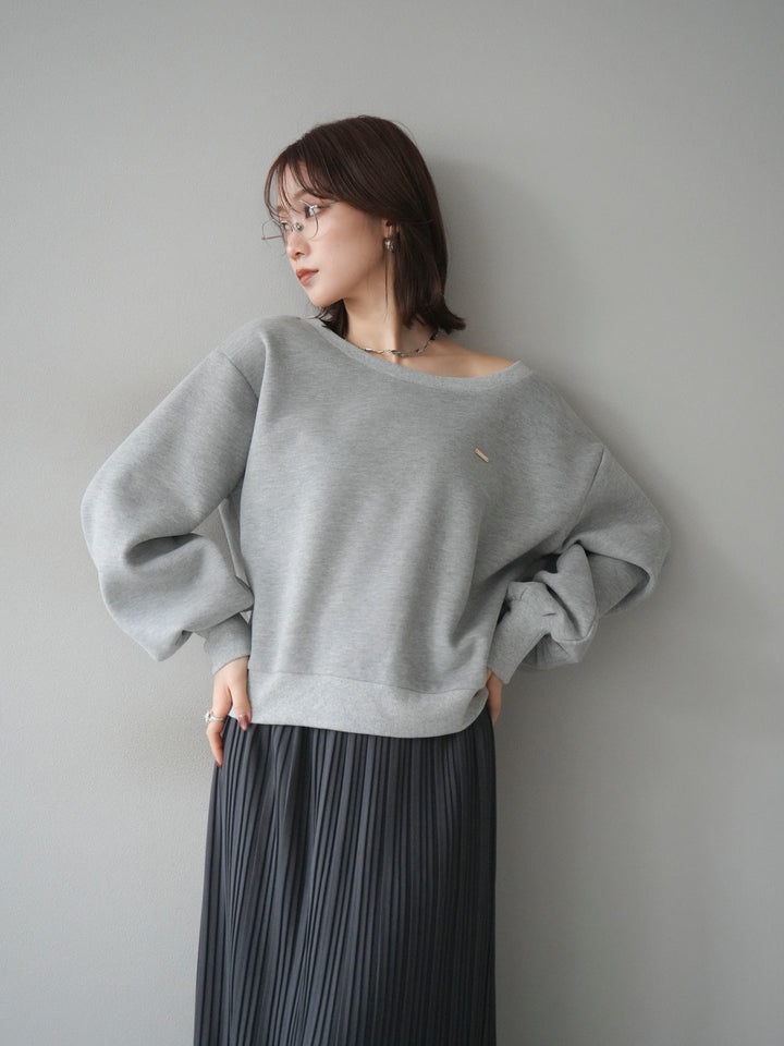 [予約]プレート付裏起毛ワンショルプルオーバー/mixgray