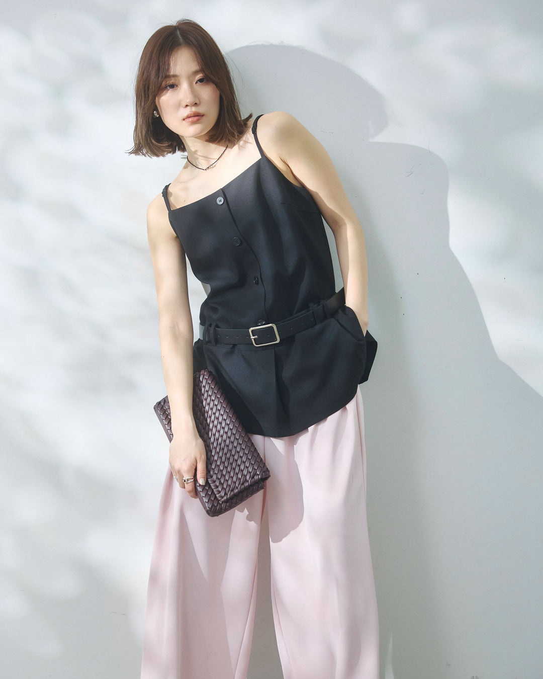 【Allure】[SET]ベルト付テーラードキャミソール+ベルト付テーラードキャミソール(2set)