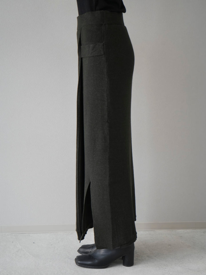 【預訂】疊層設計羅紋針織裙/黑色