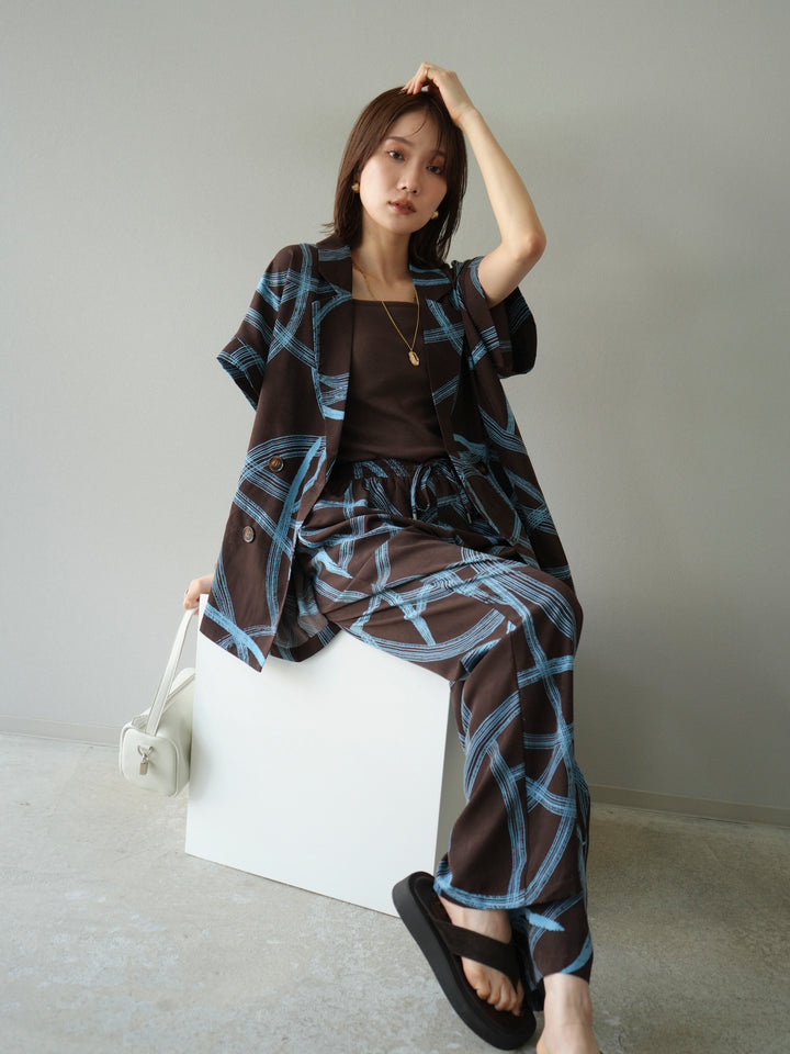 [予約]サークル柄ハーフジャケット/ブラウン