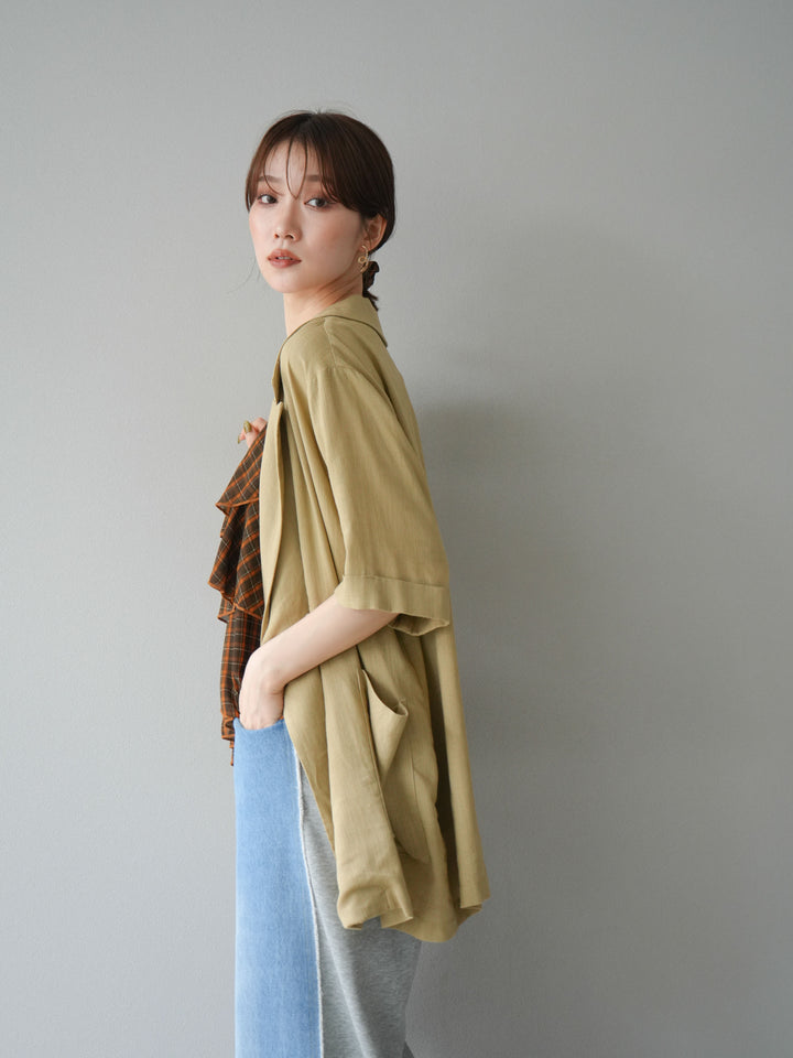 [予約]チェック柄ラッフルキャミソール/ブラウン