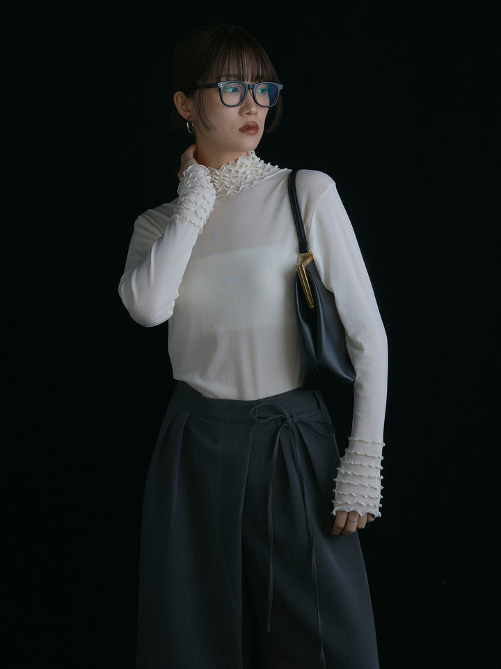 [予約]シアーフリルメロートップス/アイボリー