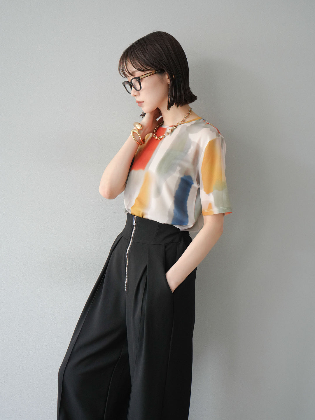 [予約]水彩アートシアーTシャツ/オフホワイト