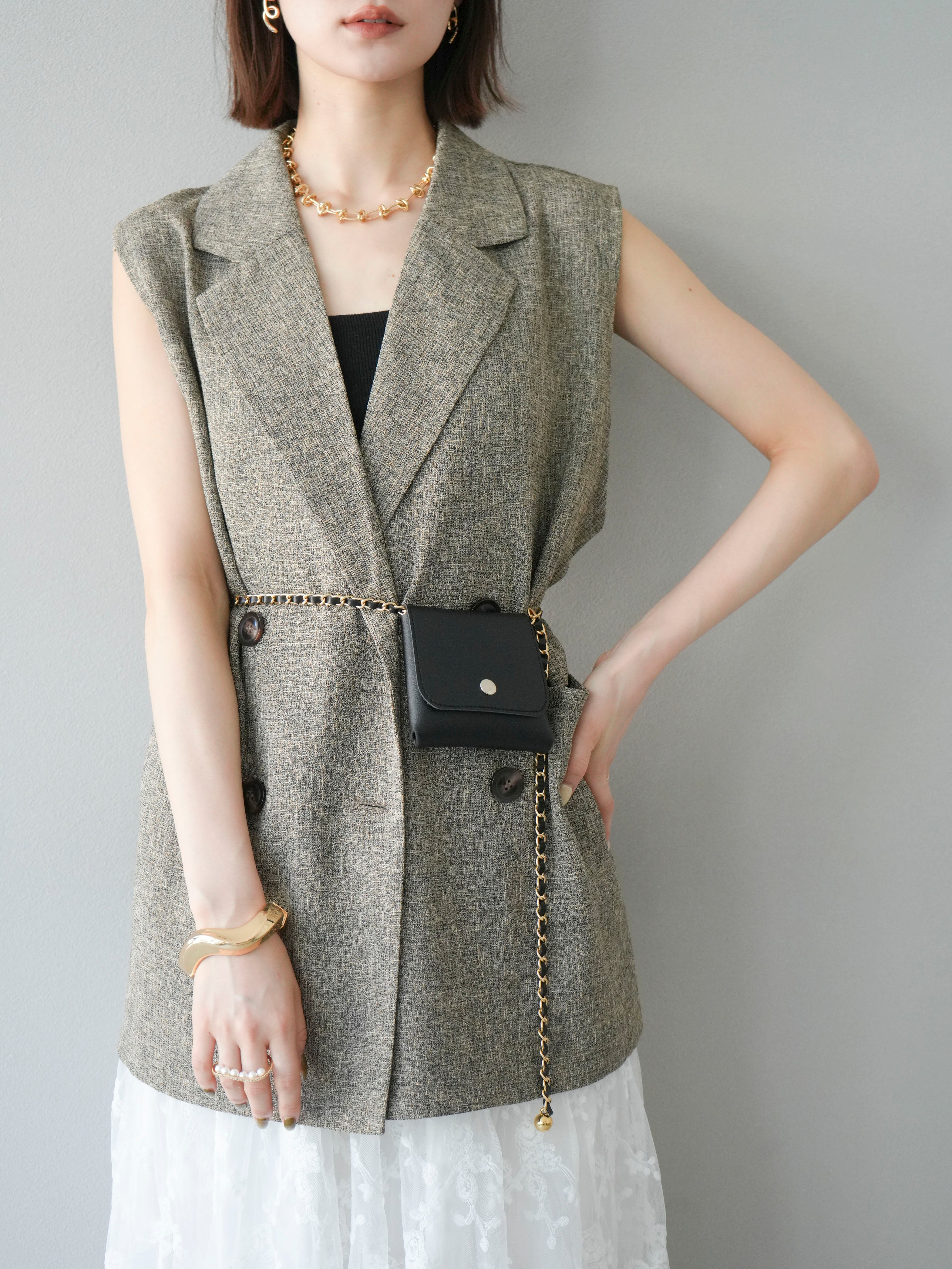 デザインワークス　BEAUVET ミックスツイードジレ 予約]ミックスツイードジレ/ブラウン – Lumier