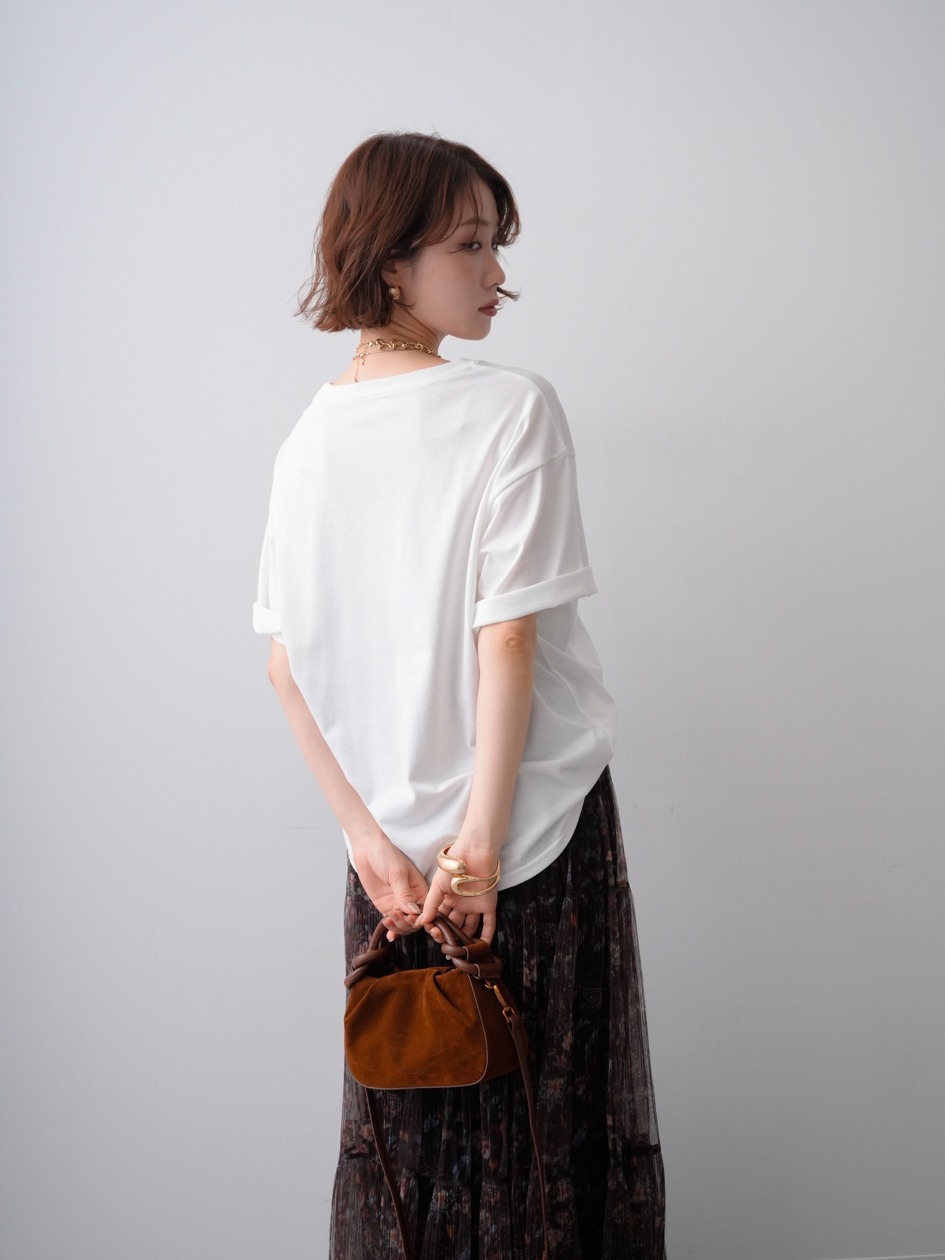 SET]ニュアンスフォトTEE+フラワーチュールギャザースカート(2set