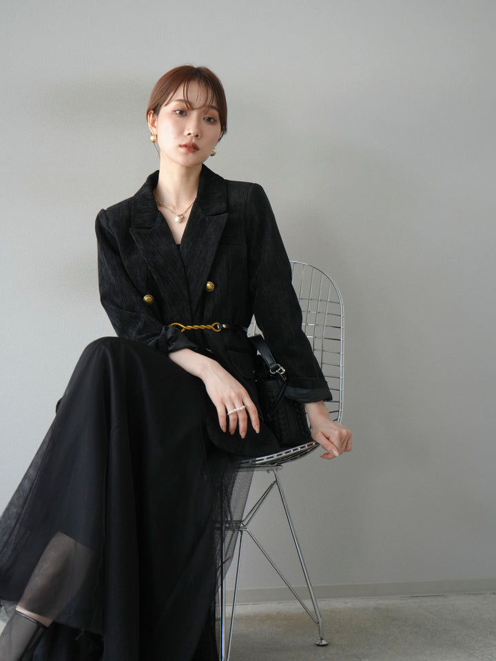 [SET]ベロアダブルジャケット+チュールボリュームスカート(2set)