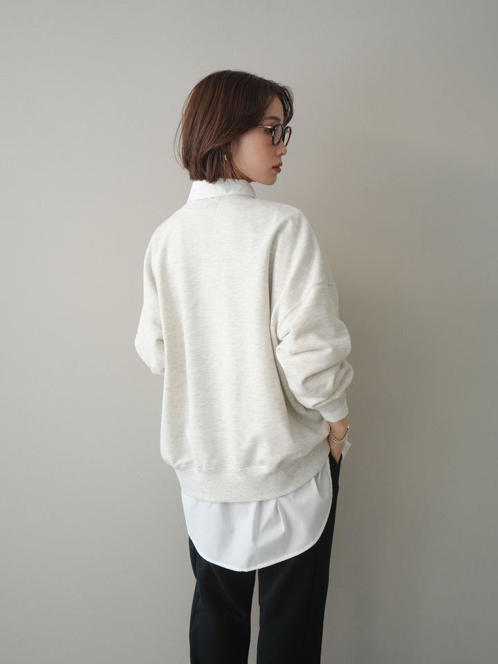 [SET]カレッジロゴ刺繍BIGスウェットプルオーバー+ボウタイ付オーバーシャツ(2set)