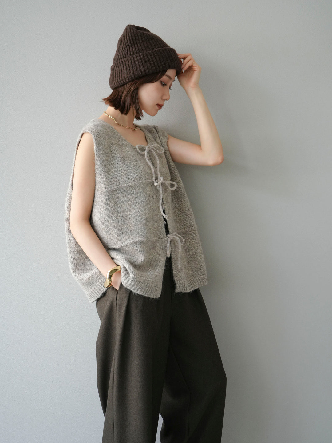 [予約]ニットビーニー/グレー