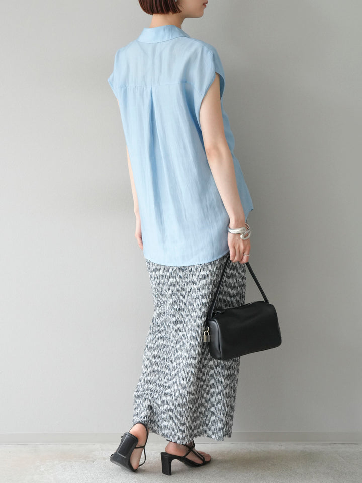 [SET]フロントタイシアーブラウス+マルチカラーランダムプリーツタイトスカート(2set)