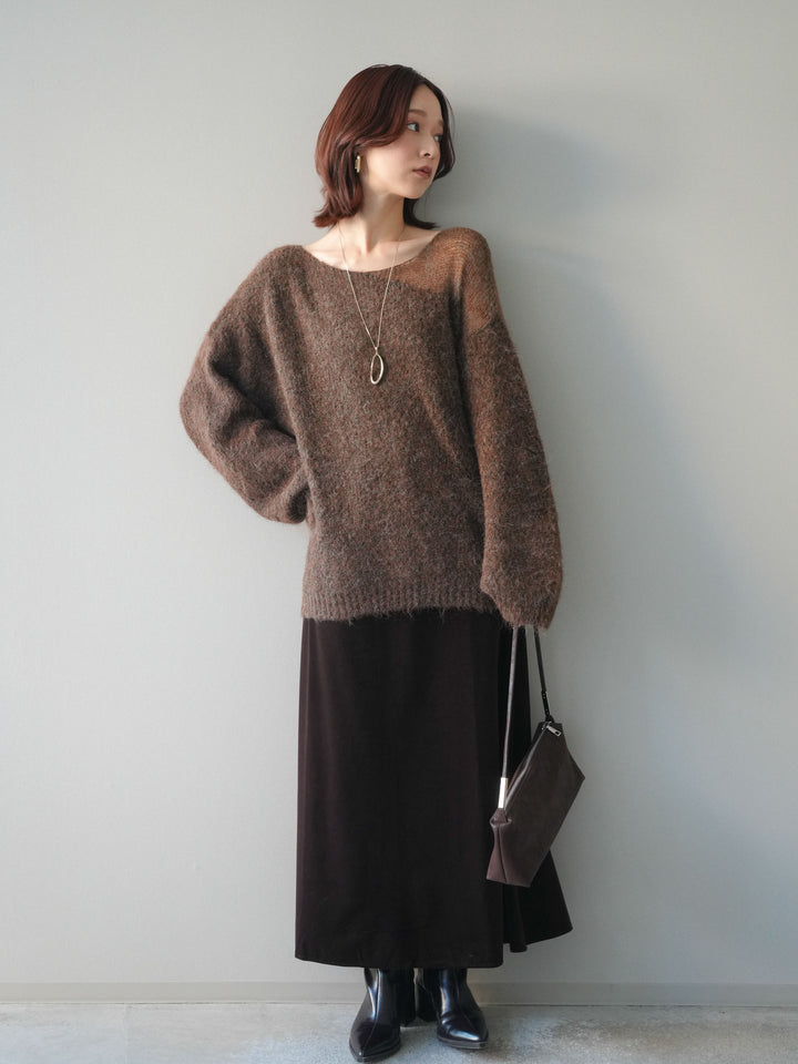 [予約]ベルベットナロースカート/brown