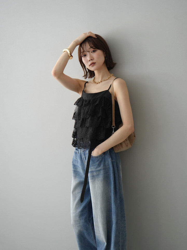 [SET]スカラップレースフリルキャミソール+選べるアクセセット(2set)
