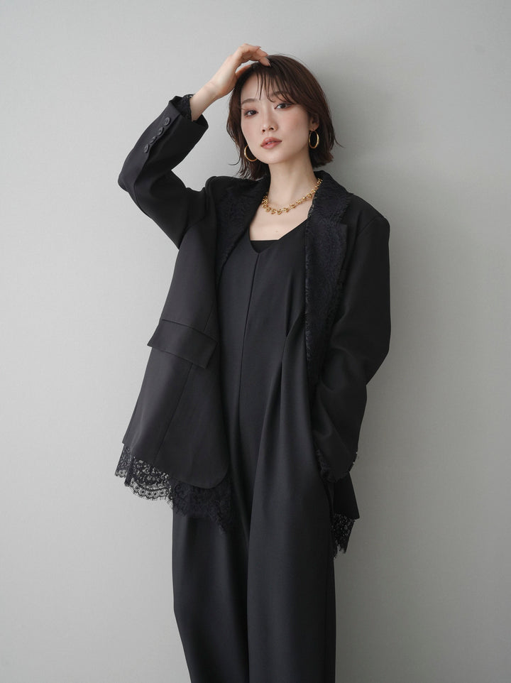 [予約]レースドッキングオーバージャケット/black