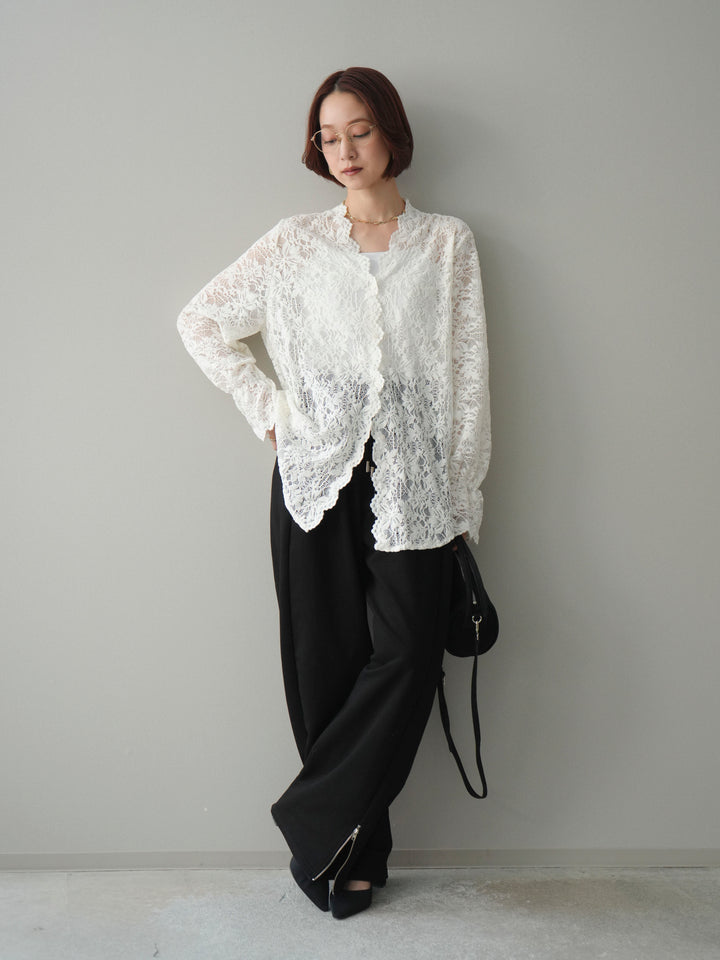 [予約]裾ZIPスエットワイドパンツ/black