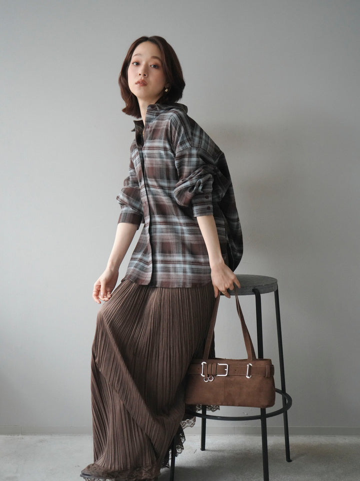 [予約]マルチウェイチェックシャツ/brownblue