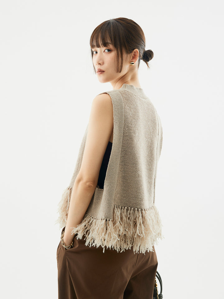 【Allure】[SET]フェザーヤーンニットベスト+フェザーヤーンニットベスト(2set)