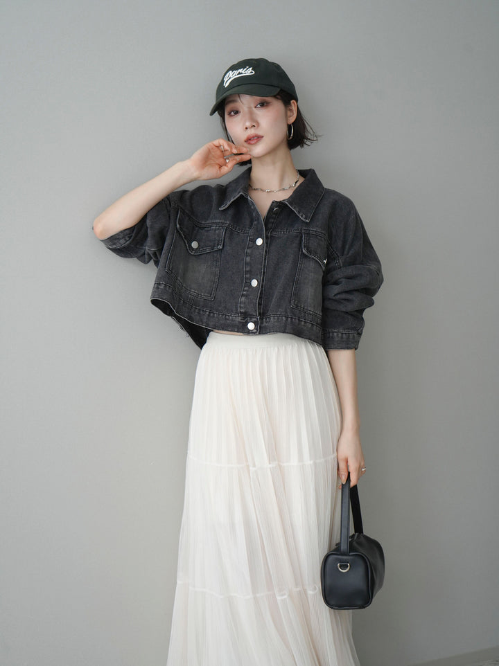 [予約]デニムショートシャツジャケット/black