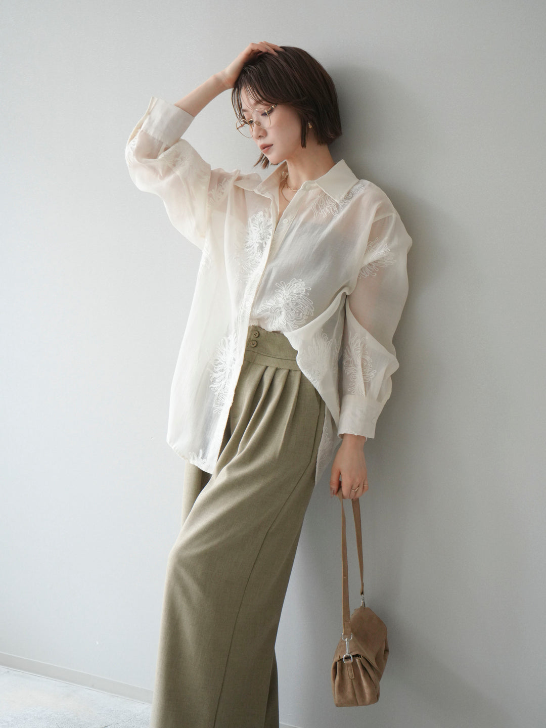 [予約]シアーエンブロイダリーシャツ/ivory