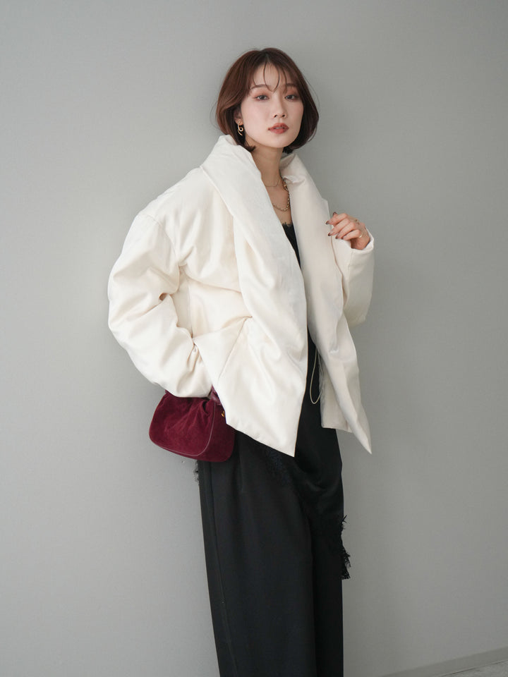 [20%オフ]シャイニーアシンメトリーダウンジャケット/offwhite