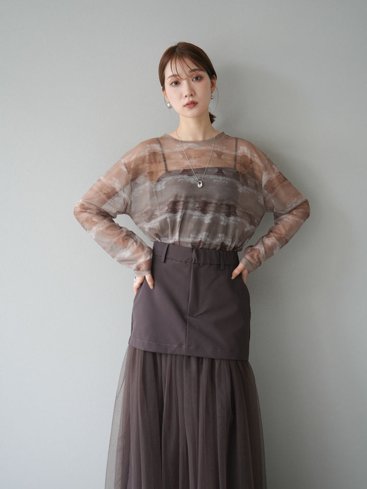 [予約]ニュアンス柄シアートップス/カーキ