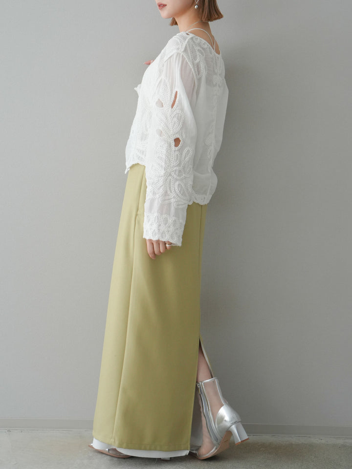 [予約]かぎ編みデザインブラウス/オフホワイト