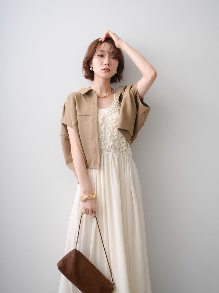 [予約]クロシェシフォンキャミワンピース/ivory