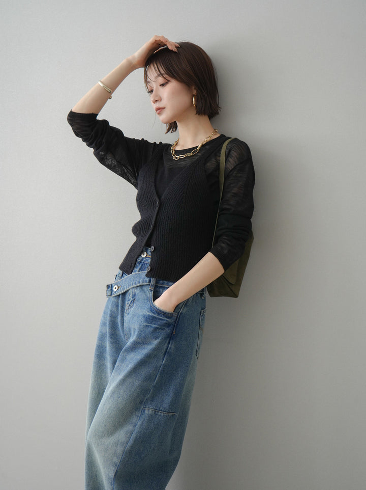 [予約]ビスチェアンサンブルシアーニット/black