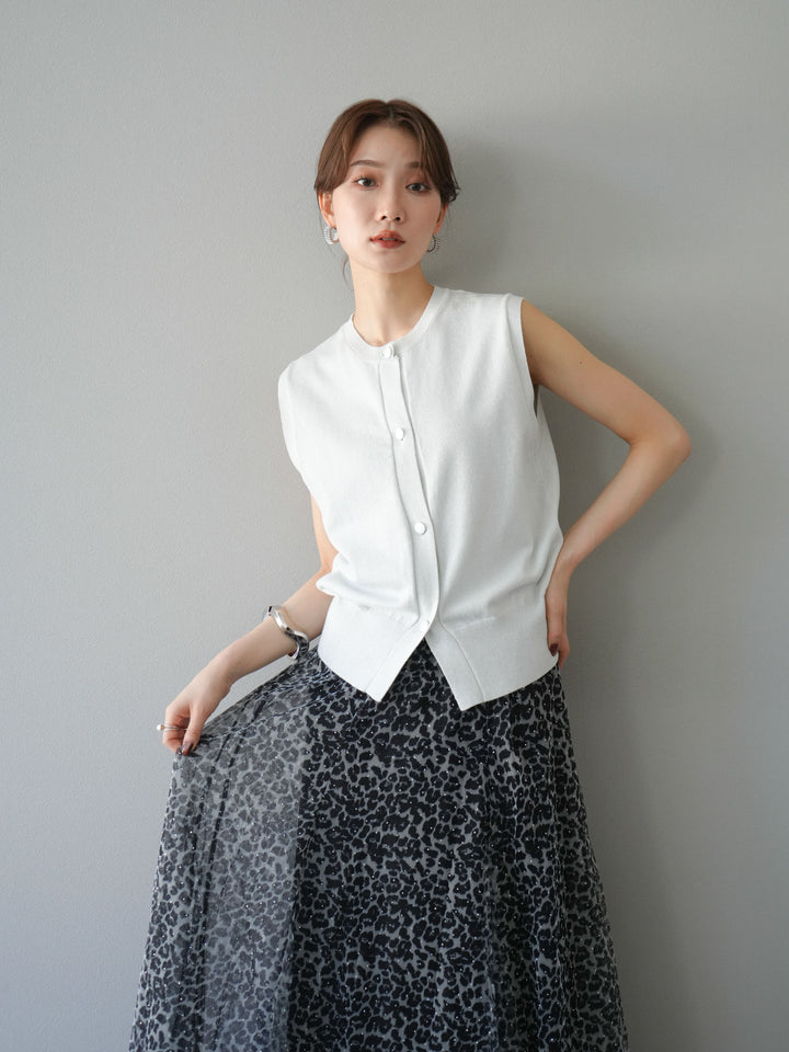 【預購】金銀線針織背心/白色