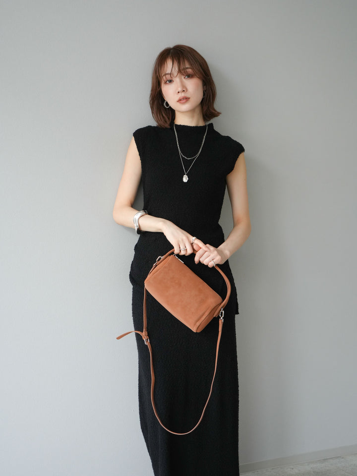 [套裝] 珠地佈針織無袖上衣 + 珠地佈針織I字裙 (2套)