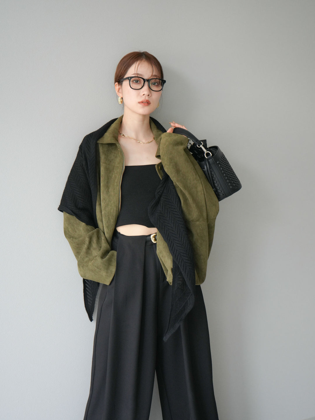 [予約]スウェードオーバーブルゾン/カーキ