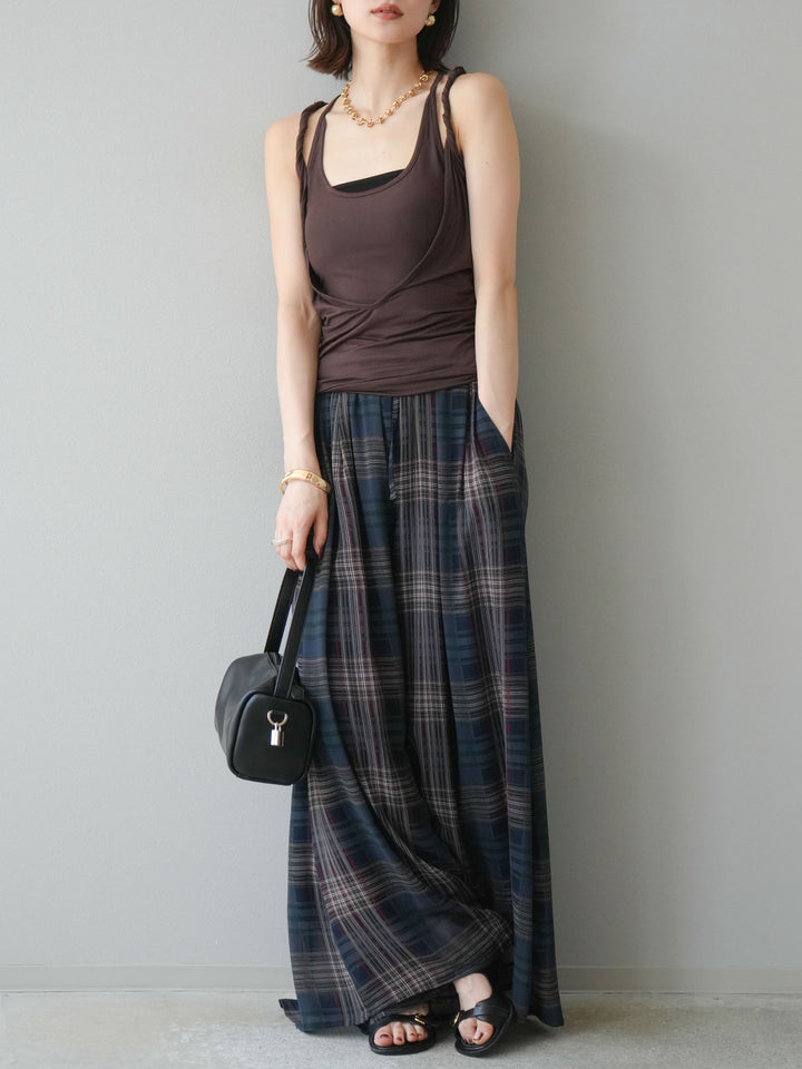 [予約]レイヤードツイストタンクトップ/ブラウン