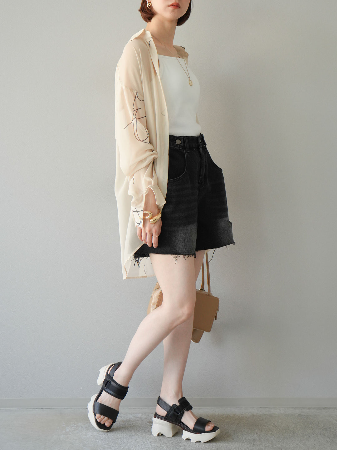 【預購】寬鬆半身牛仔褲/黑色