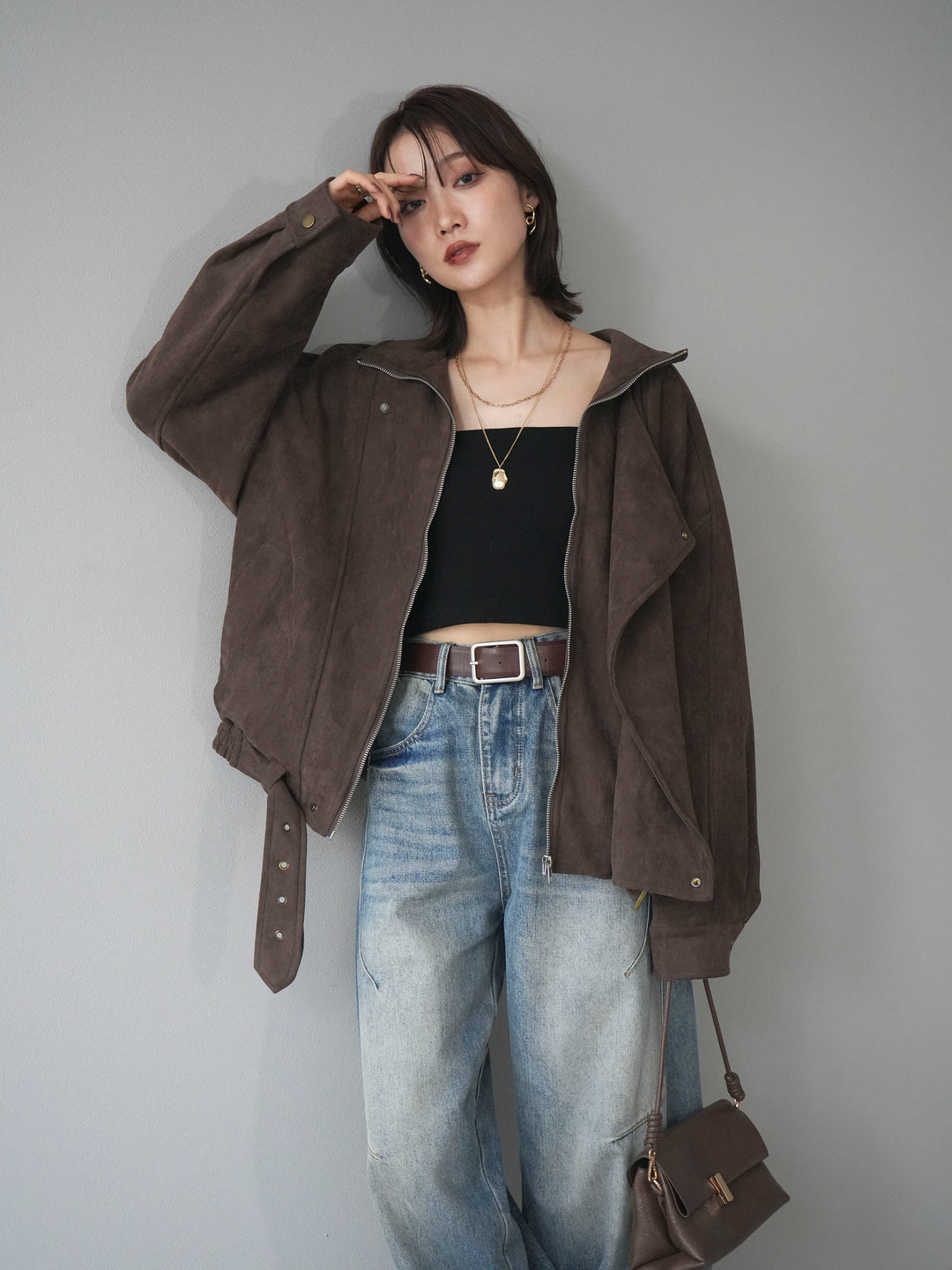 [予約]スエードライダースミドルジャケット/brown