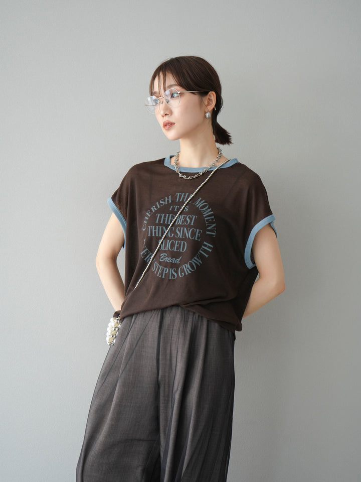 [SET]シアーフライス ロゴプリントT +コード刺繍チュールレイヤードパンツ(2set)