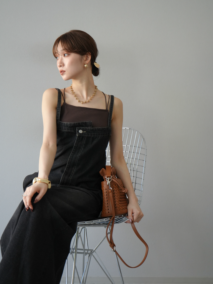 【預購】不對稱牛仔洋裝/黑色