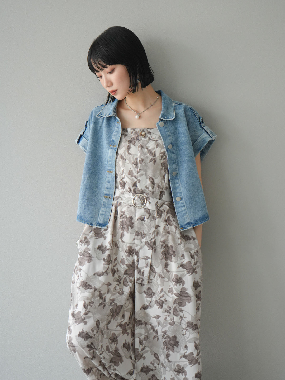 [予約]デニムショートハーフジャケット/ライトブルー