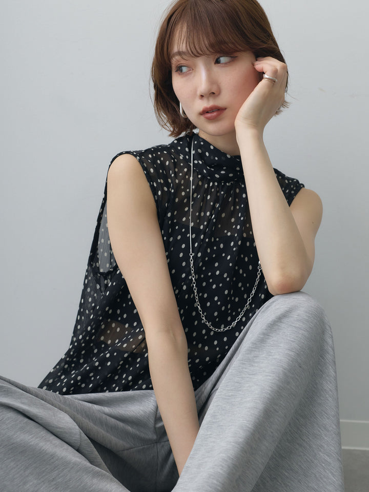 [予約]シアードットホルターネックブラウス/black
