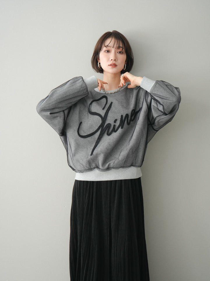 [SET]チュールレイヤードロゴスエットプルオーバー+選べるアクセセット(2set)