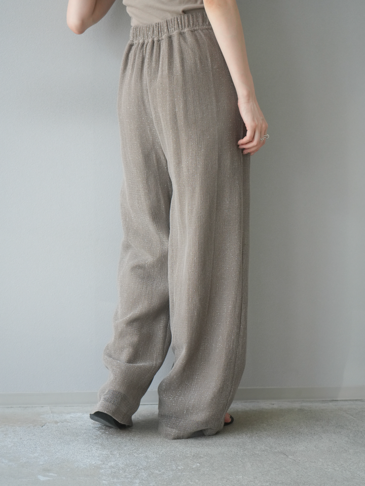 [預購] 棉金銀絲網眼休閒褲/米色