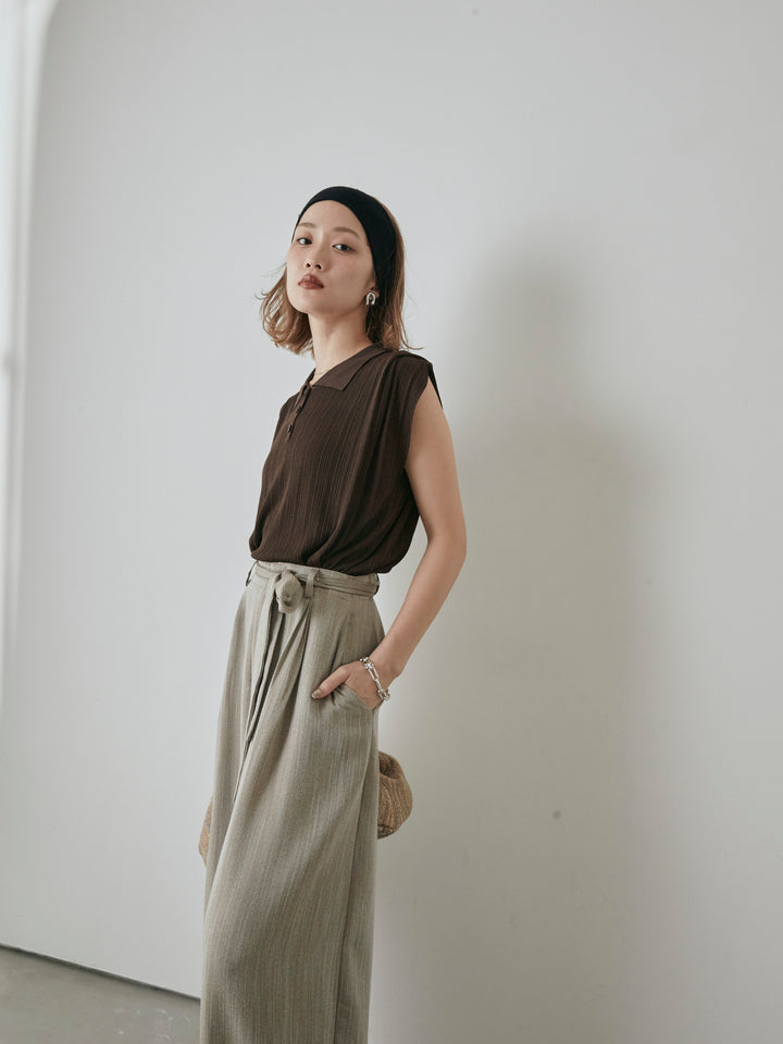 [予約]ランダムリブポロニットベスト/ブラウン